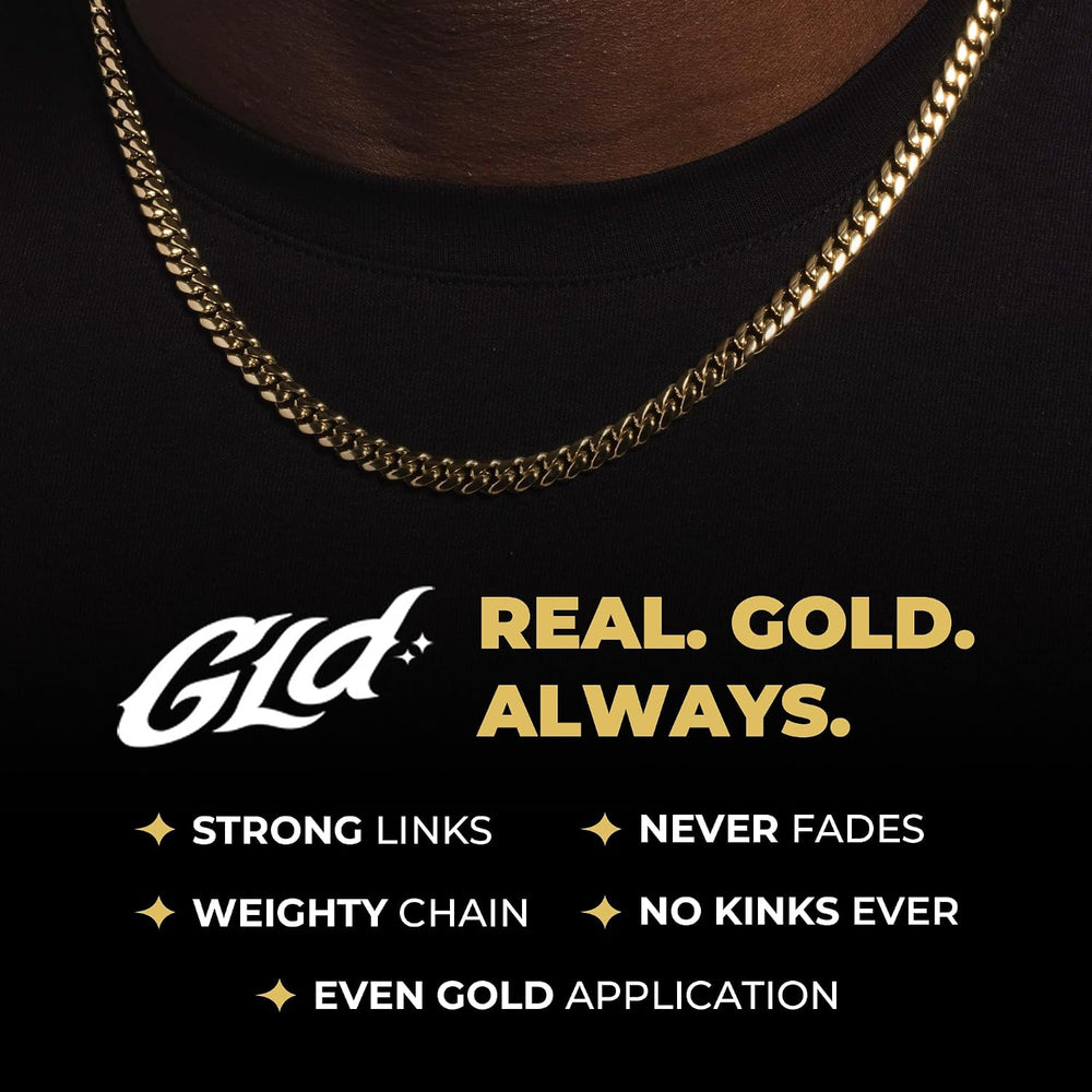 GLD Cuban Link Chain for Men and Women - Gold-Plated Micro Cuban Chain with P...