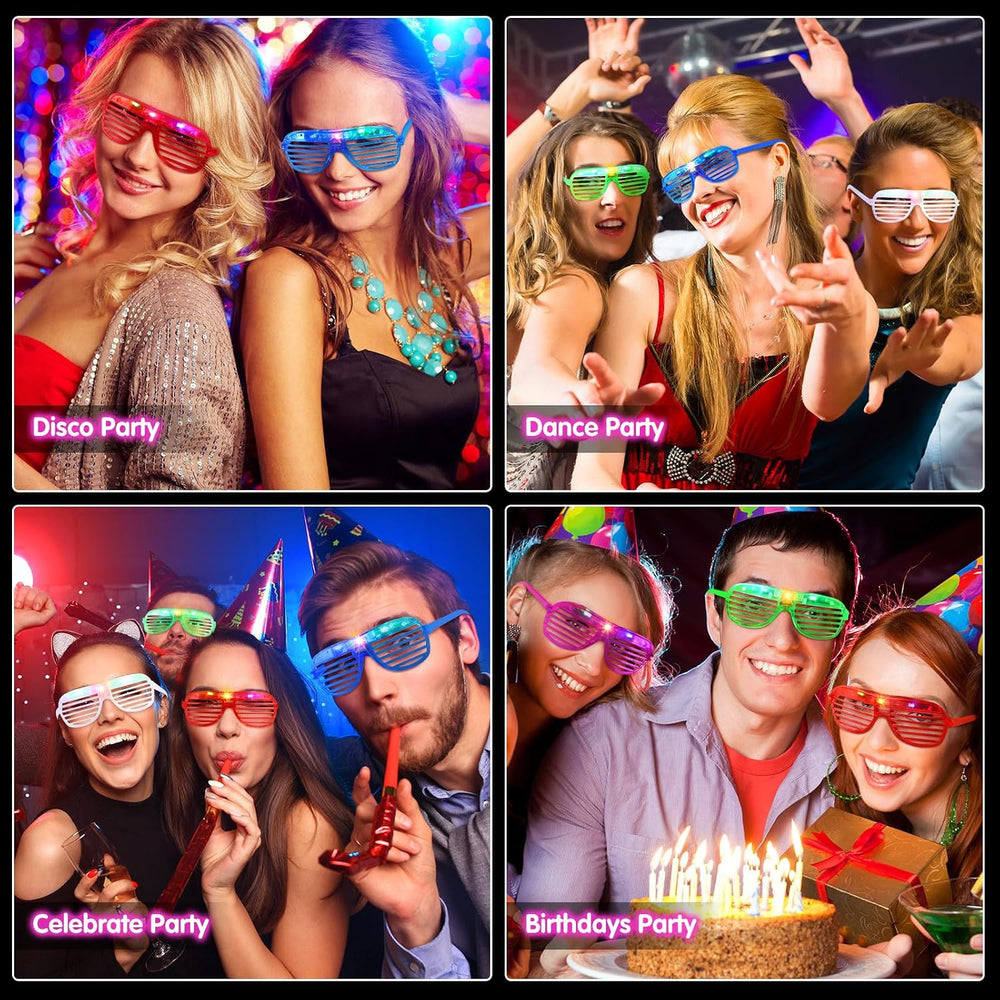 Honoson 102 Pcs LED Light Up Glasses, Glow Shutter Glasses, Glow in the Dark ...