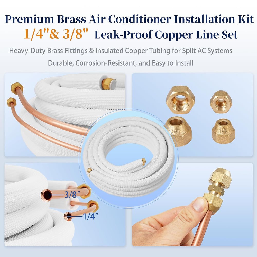 10 Ft Mini Split Line Set, 1/4"& 3/8" 0.D. Flared Copper Tubing...
