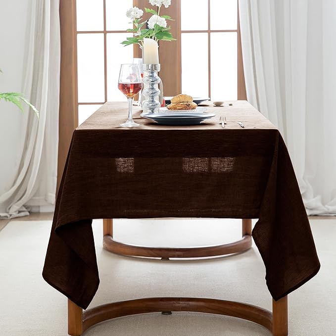 EVERLY 100% Pure Linen Rectangle Tablecloths 60x84Inches for Dining,Buffet Pa...