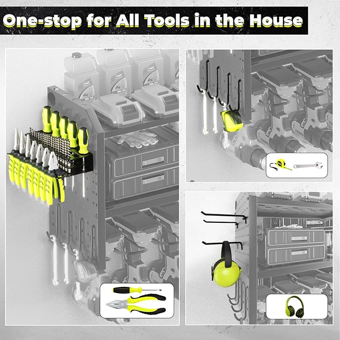 KAFAHOM Power Tool Organizer，Large 8 Drill Holder Wall Mount