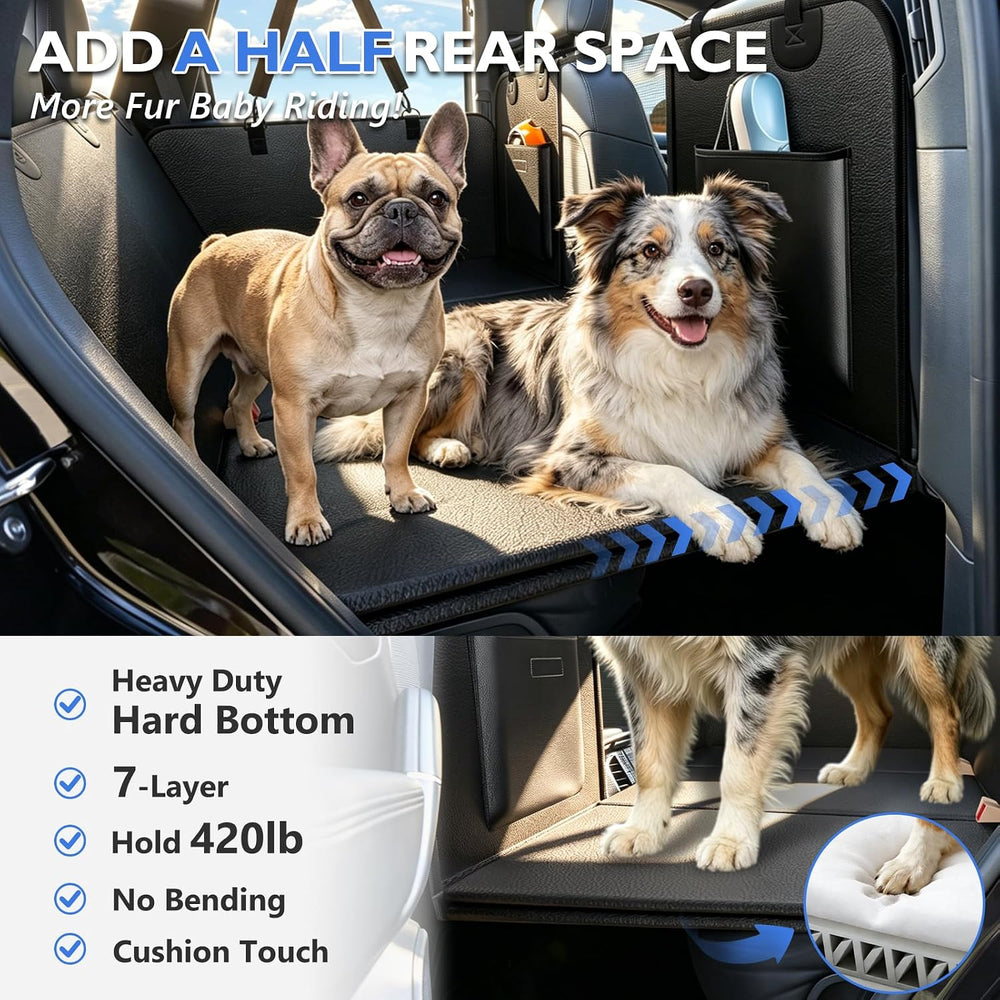 Hard Bottom Dog Car Seat Cover for Back Seat, PU Leather Extender