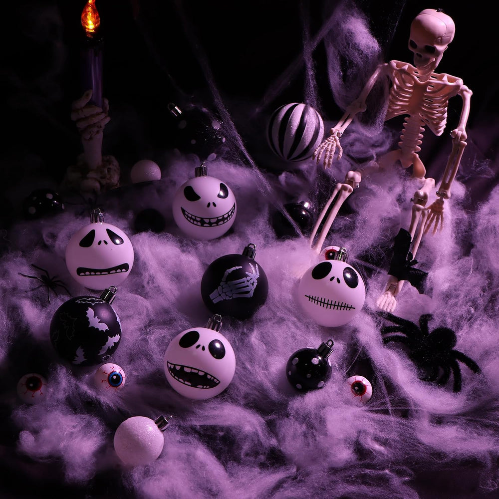 100Pcs Halloween Before Christmas Tree Ornaments Black & White Decorations