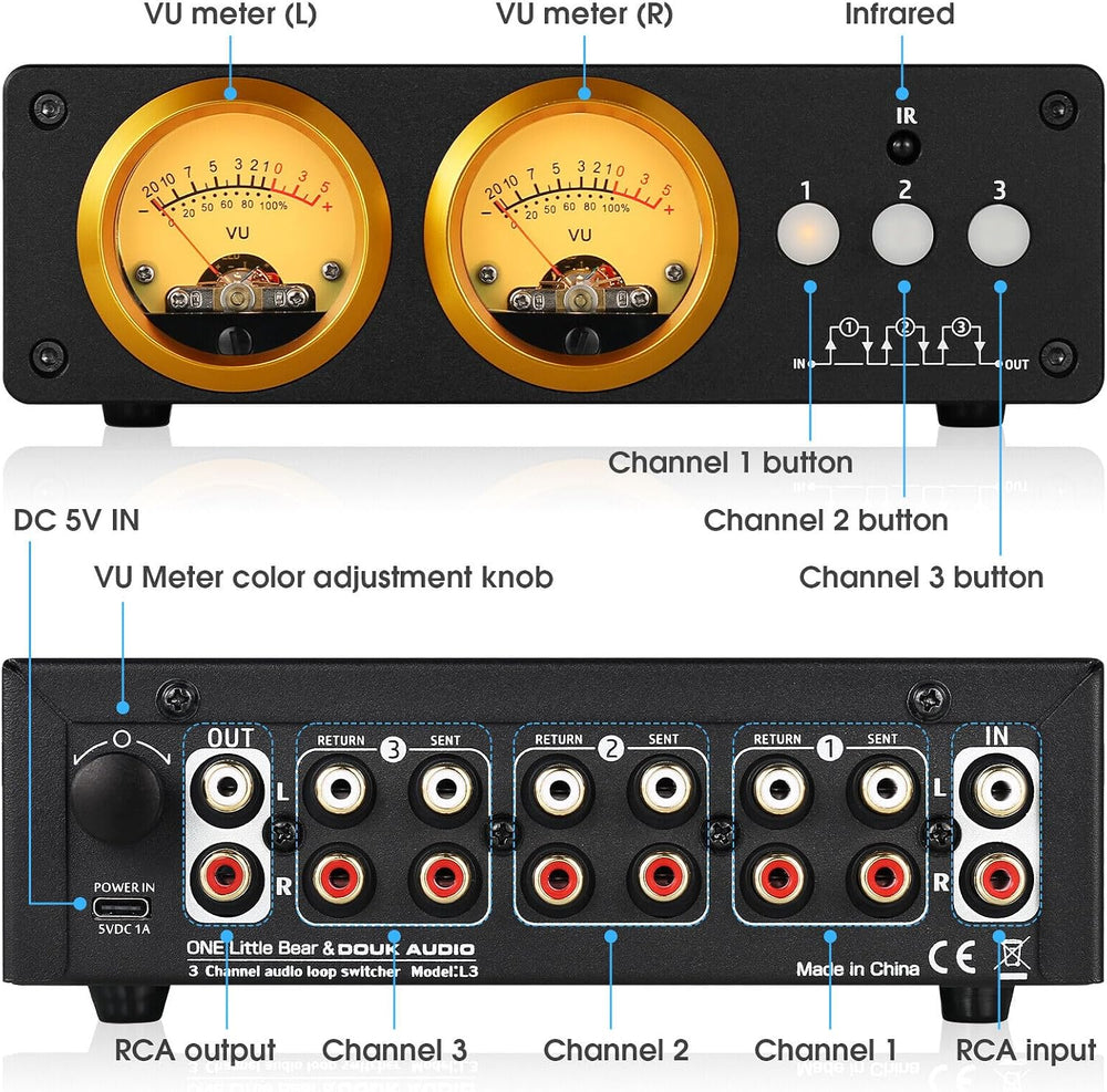 Douk Audio L3 RCA Audio Switch 1 in 3 Out & 3 in 1 Out, 3 Channel Switche...