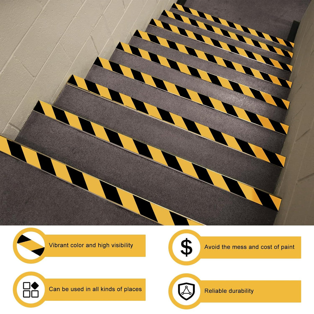 3 Roll 2" x 164FT Black & Yellow Caution Tape, Strong Adhesive Floor...