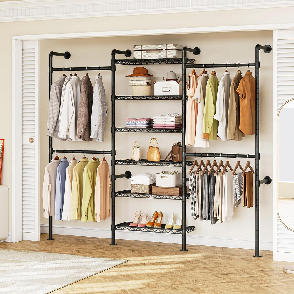 ONBRILL H3 Expandable Wall Mounted Closet System, Heavy Duty Clothing Rack