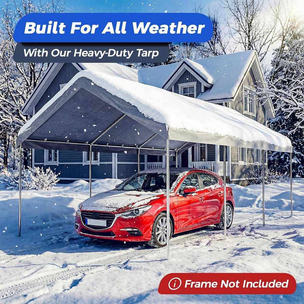 12x20 FT Carport Canopy Replacement Cover, Gray (Only Top Cover)