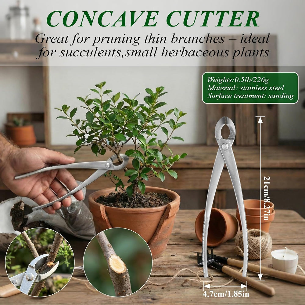 Bonsai Tools Set 3-Piece – Knob Cutter, Concave Cutter & Scissors for Trim
