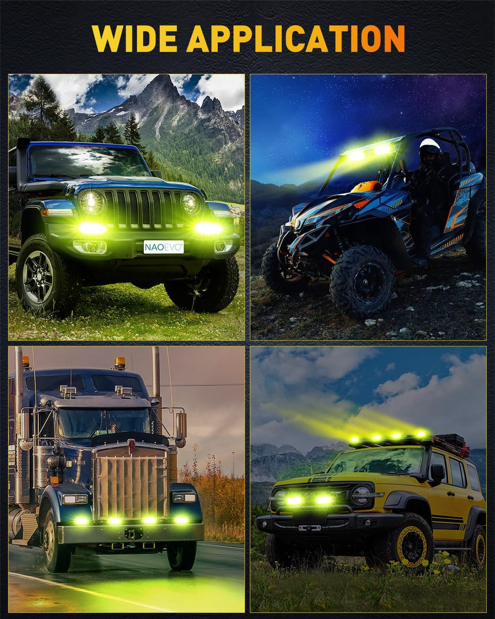 NAOEVO 6 Inch Yellow LED Light Bar, Lens Spot LED Fog Lights, Yellow