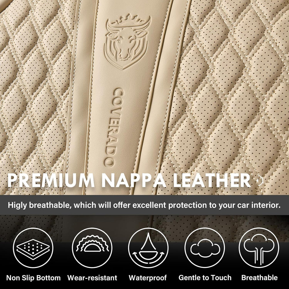 Coverado Car Seat Covers Full Set, Nappa Leather Seat Covers for Car, Waterpr...