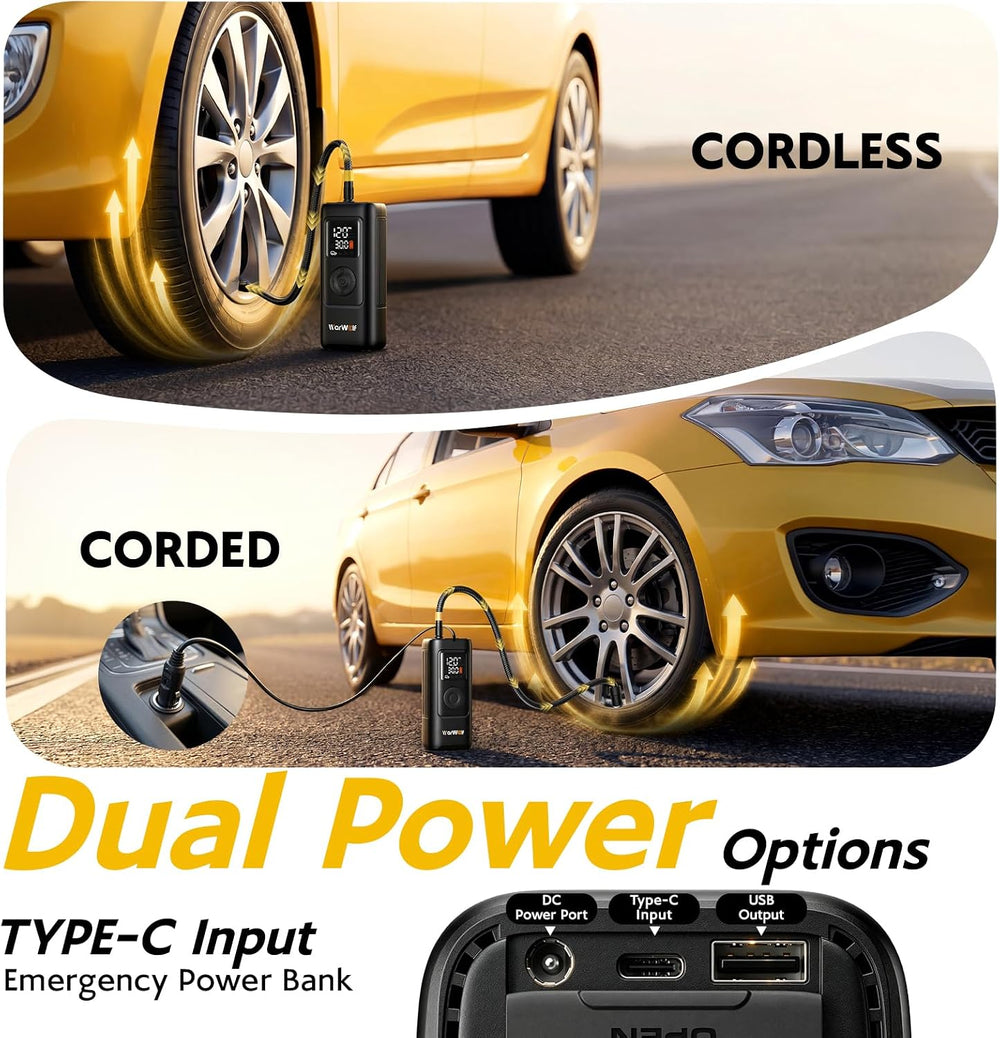 Smart Heavy Duty Tire Inflator, Auto Shut-Off at Target PSI, Portable Air Com...