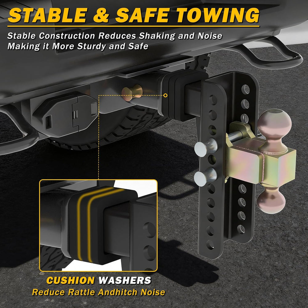 Adjustable Drawbar Trailer Hitch Fit for 2-Inch Receiver with 6" Drop/Ri...