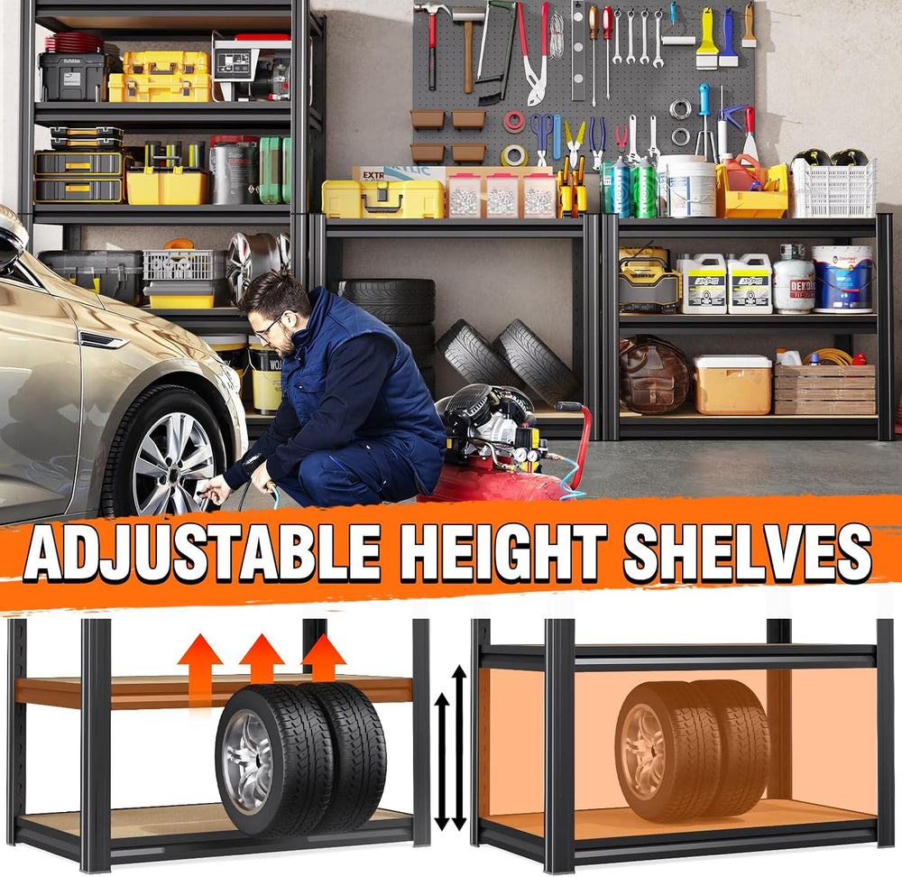 71"H Garage Shelving-5 Tier Garage Storage Shelves,Adjustable Heavy Duty...
