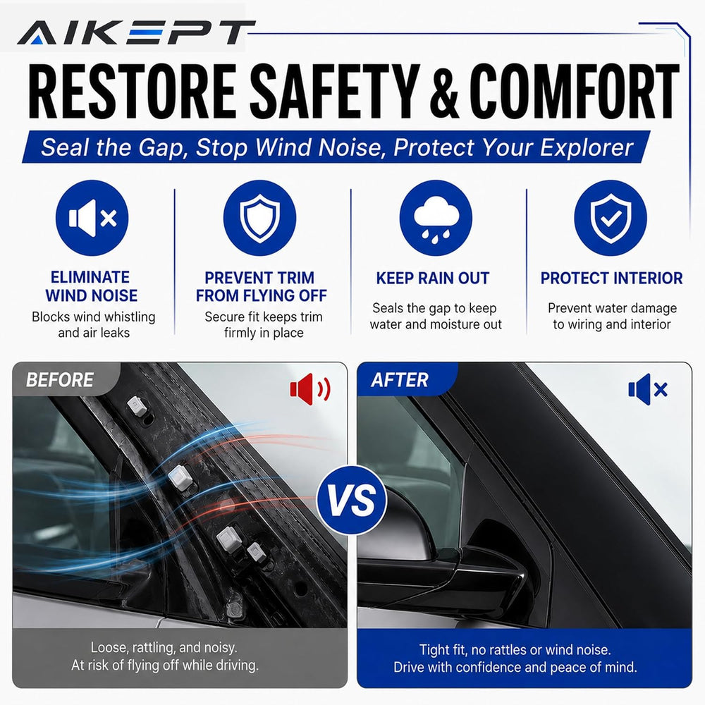 Right Passenger Side Windshield A-Pillar Molding Trim, Outer Cover Compatible...