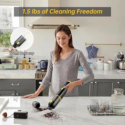 Cros 4-in-1 Mini Cordless Vacuum Cleaner, 21kPa Powerful Suction, Portable