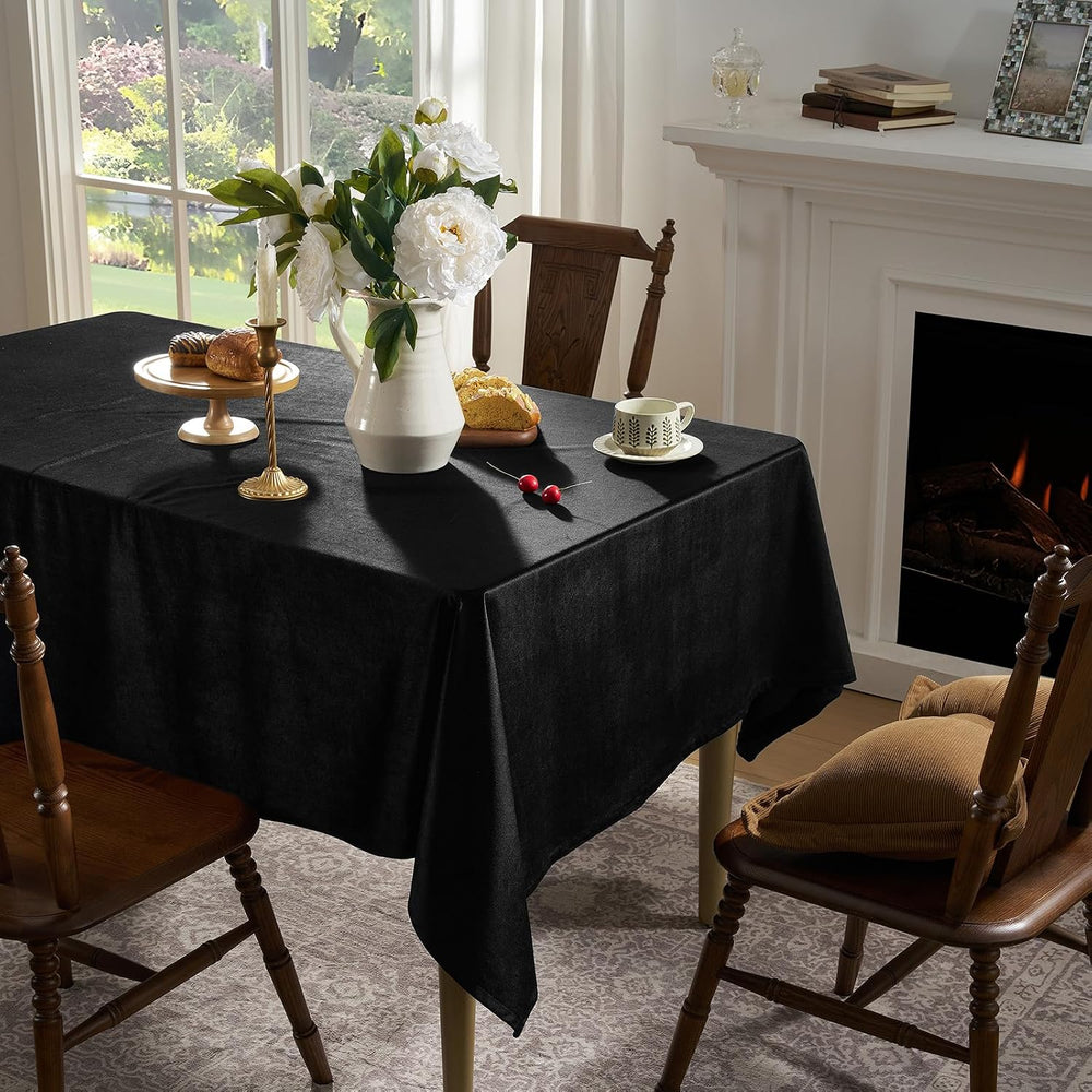 Gothic Black Velvet Rectangle Tablecloth: Halloween Luxury Table Cloth