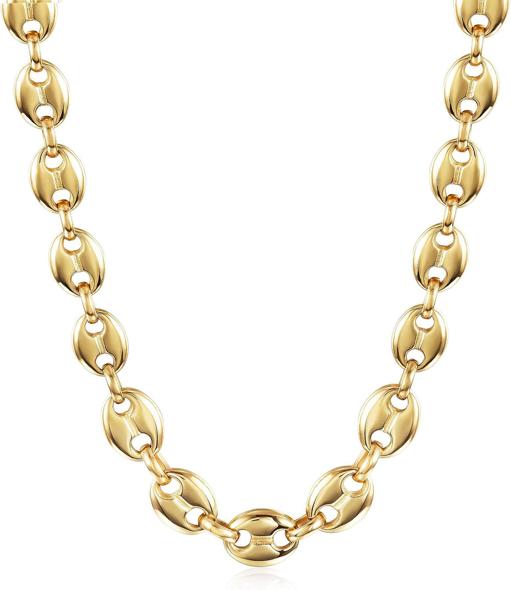 CIUNOFOR Gold Plated Chain Necklace for Women, Two-Tone Modern Statement Link...