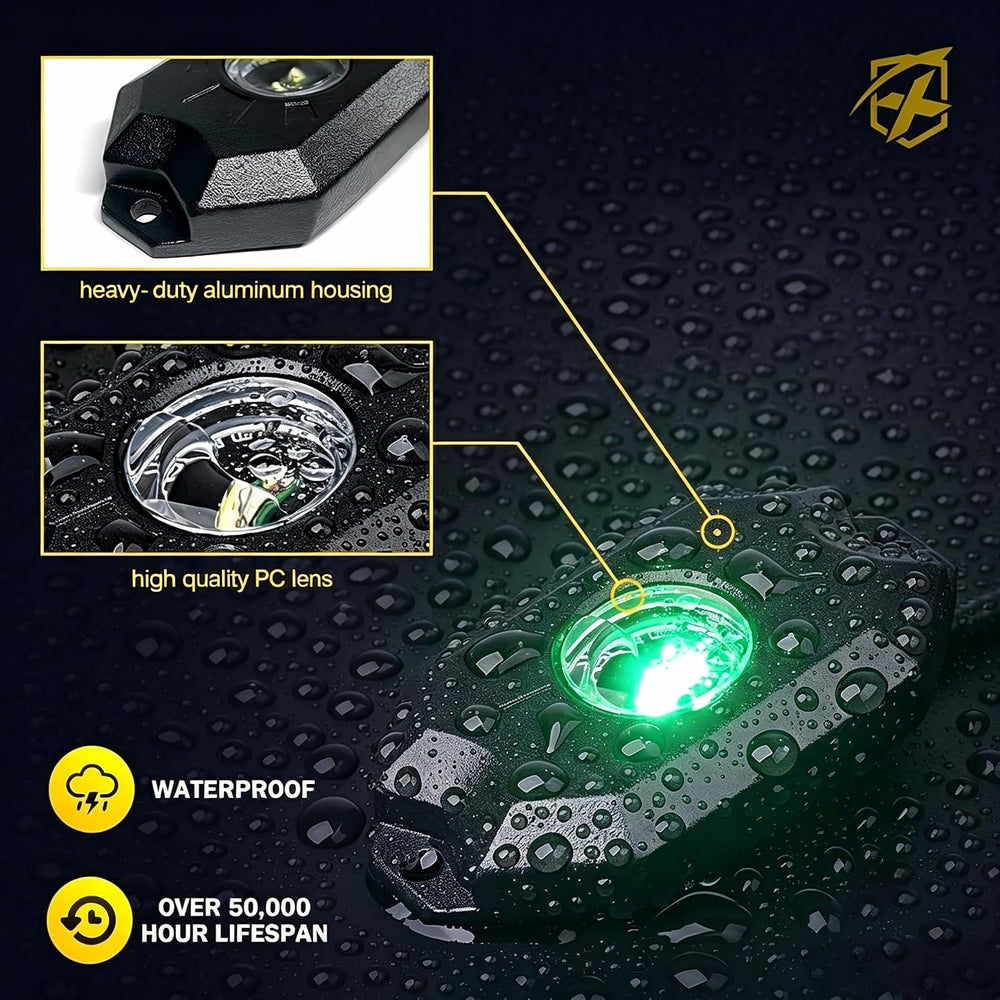 Xprite LED Rock Lights Kit 10 Pods Multicolor Neon Underglow Lights
