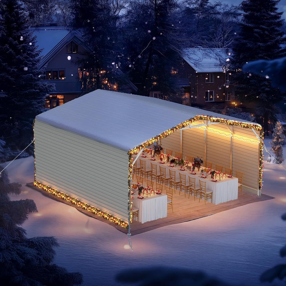 Quictent 20x20 FT 2-Car Metal Carport with Side Panels, Heavy Duty 30 PSF Sno...