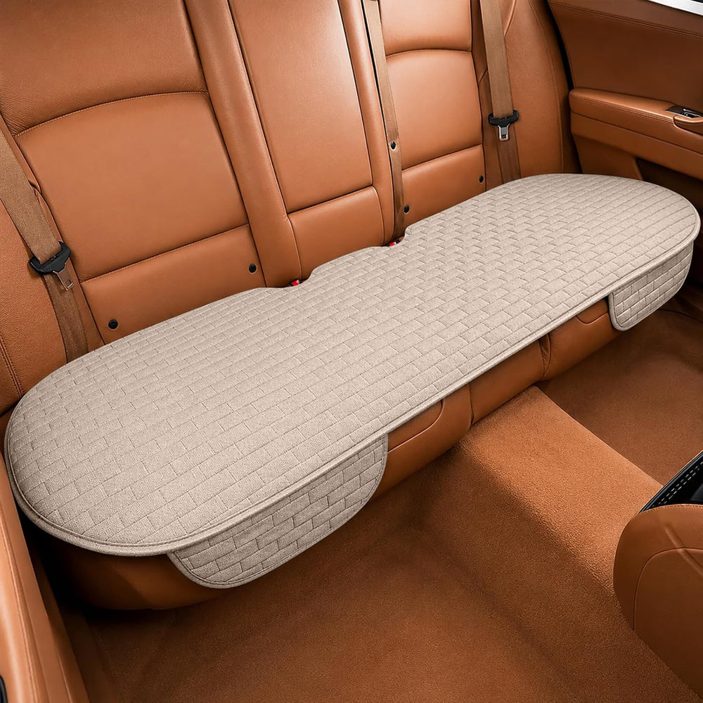 Beige Linen Back Seat Cover, Rear Car Seat Cover for Cars Truck SUV