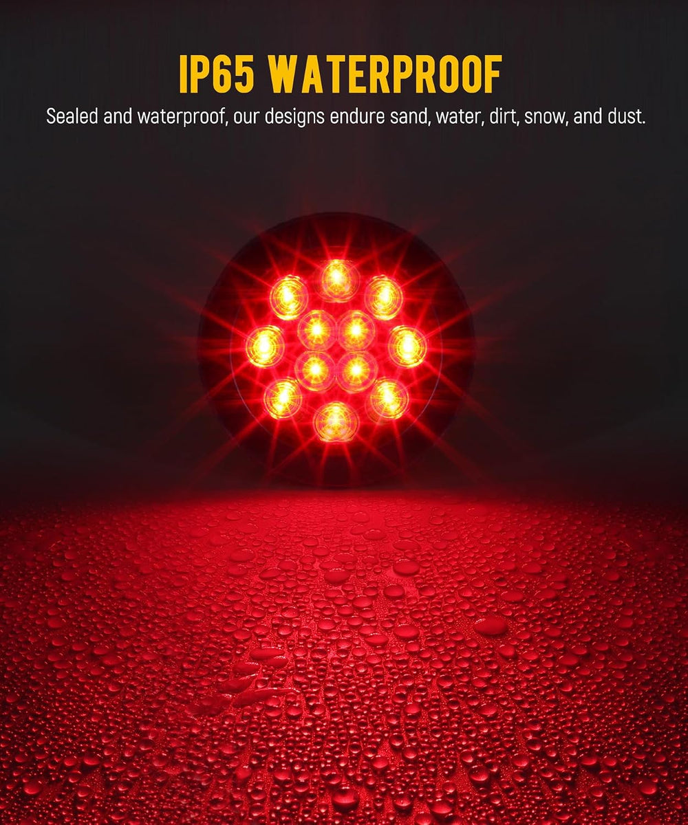 Partsam 10Pcs Red 4" Inch Round LED Trailer Tail Lights 12LED Flange Mou...