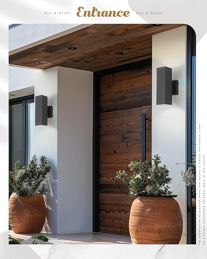 Ken & Ricky 2 Pack Dusk to Dawn Outdoor Lighting, Modern Exterior Lighting