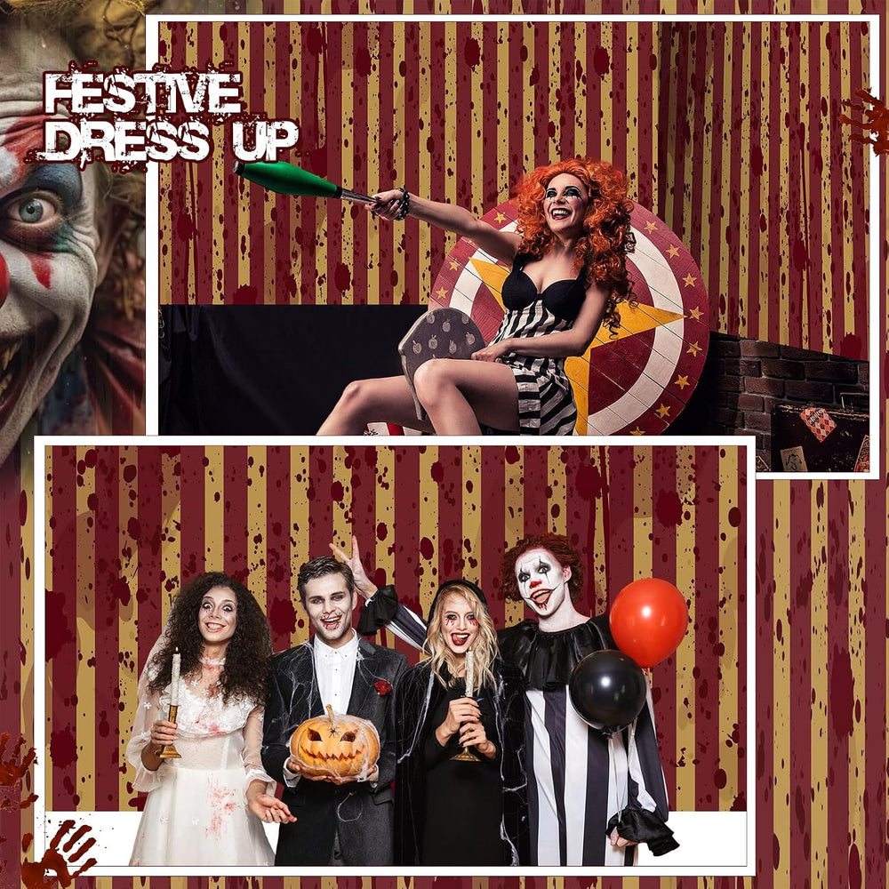Oudain 2 Roll Halloween Creepy Carnival Decorations Backdrop