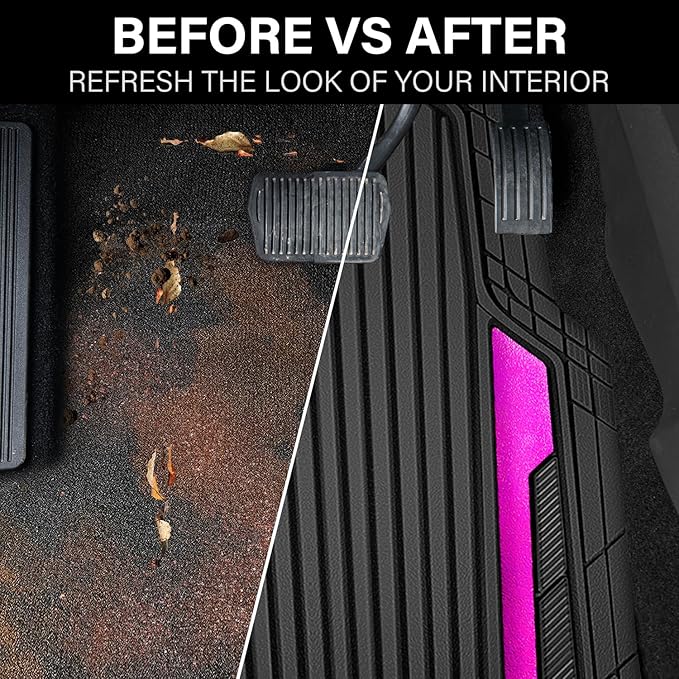 CAR PASS Heavy Duty Rubber Car Mats Metallic, Aluminum Film All Weather Floor...