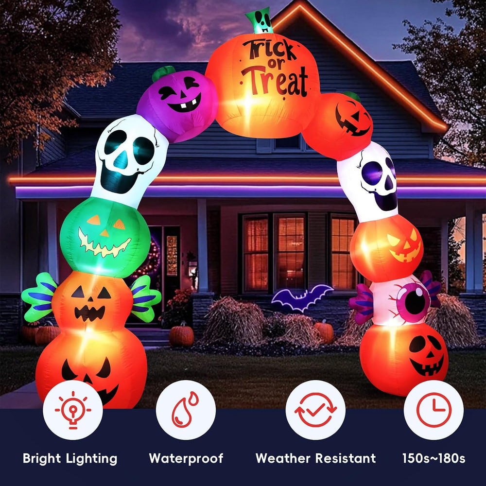 10FT Halloween Inflatable Archway, Pumpkin Skeleton Yard Outdoor Decor