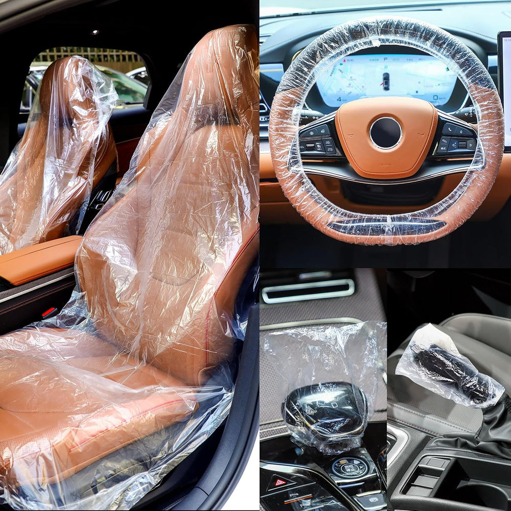 Tallew 250 Pcs Disposable Plastic Car Seat Covers Clear for Auto Truck