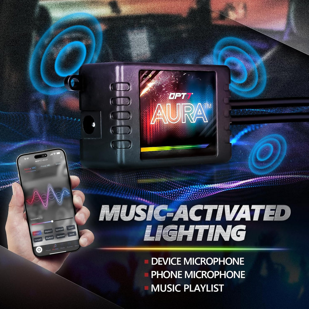 OPT7 Aura Pro Multicolor Interior Car Lights with App & Remote, 4PC LED Kit