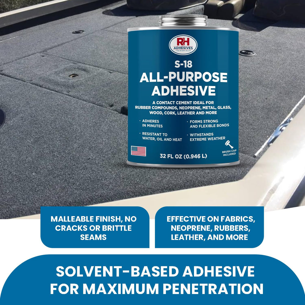 S-18 All-Purpose Adhesive 32 oz -Contact Cement for Headliner, Upholstery