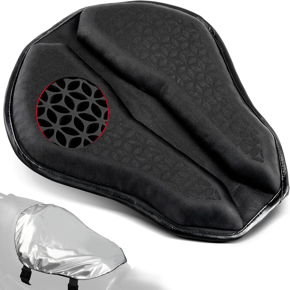 Amazicha Motorcycle Seat Cushion with Sunshade Cover, Motorcycle Gel Seat Pad...