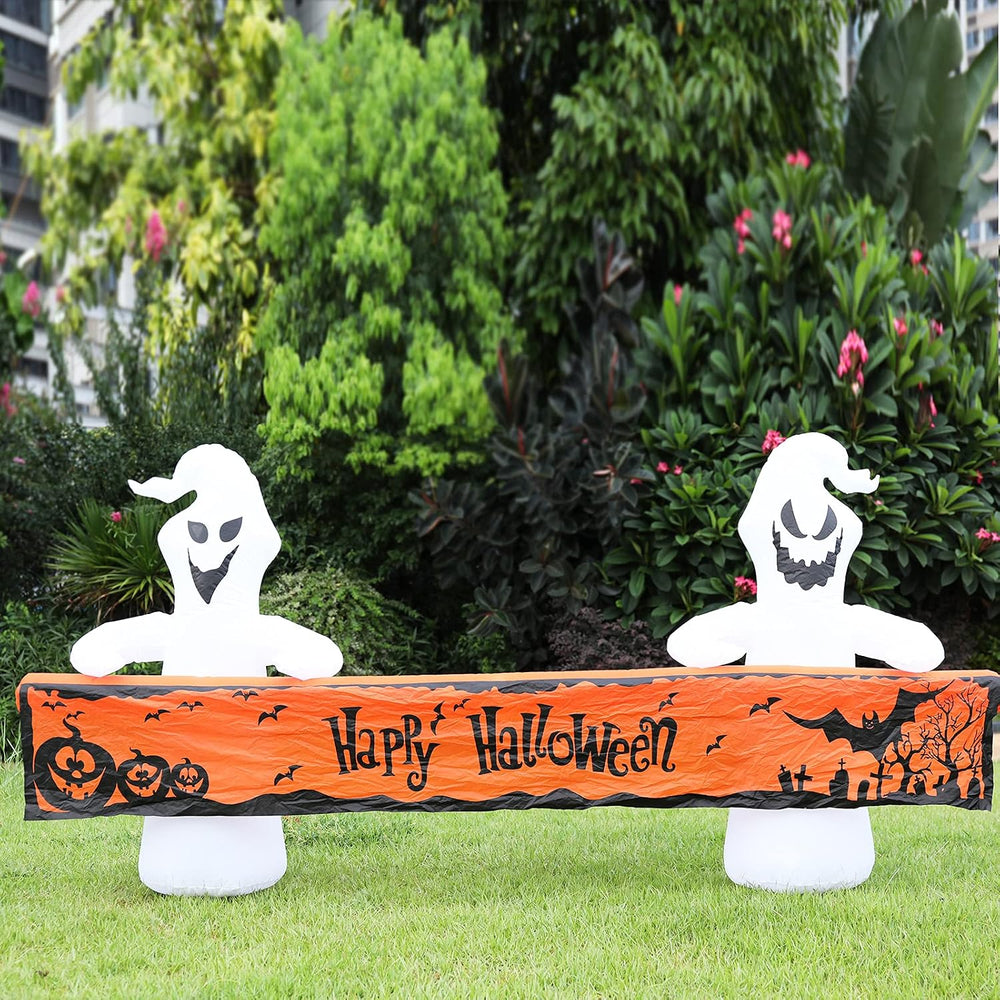 MUMTOP Halloween Outdoor Inflatable Ghost Yard Decor with Happy Halloween