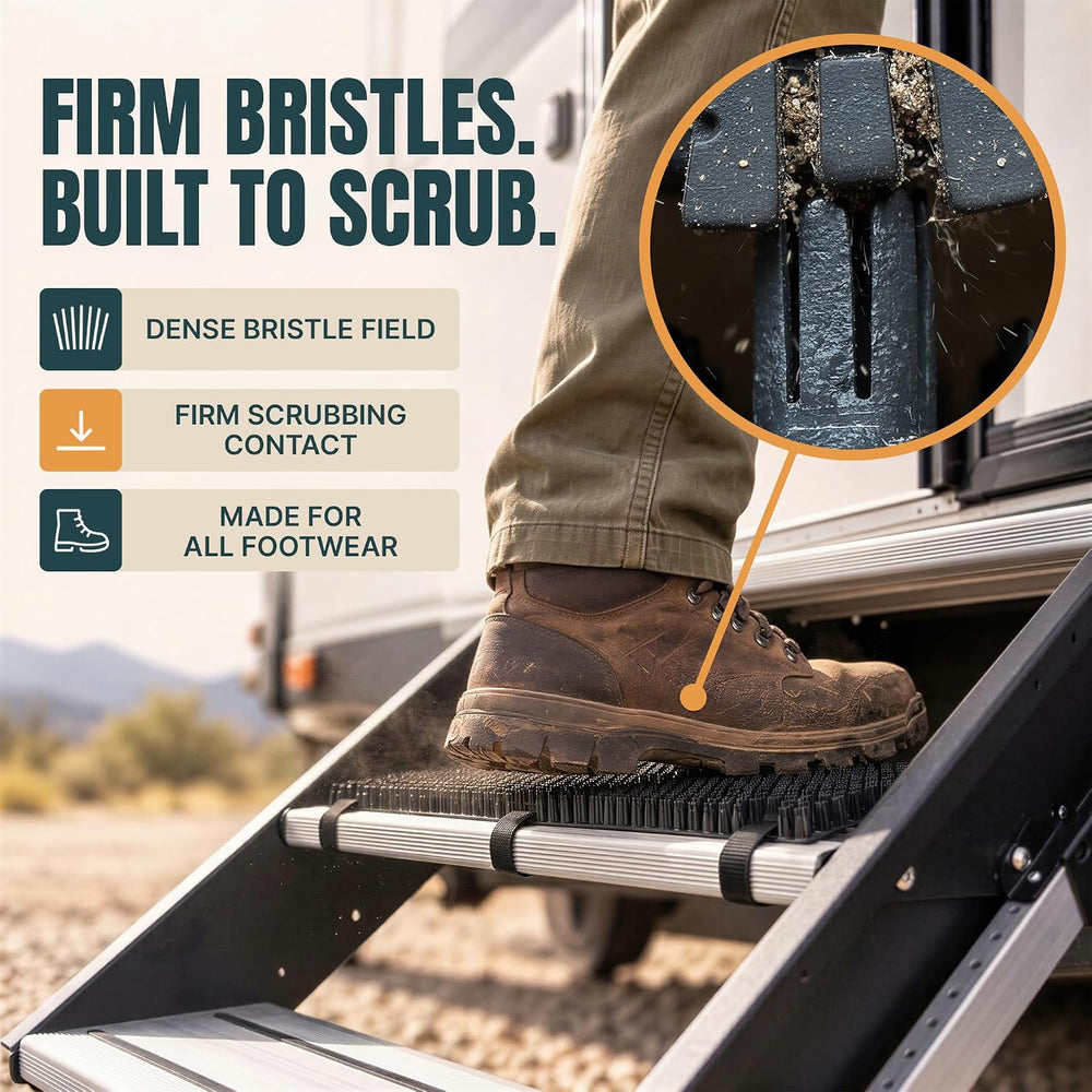 TrailScrubber RV Step Covers, Boot Brush Scrubber Mat for Camper Steps