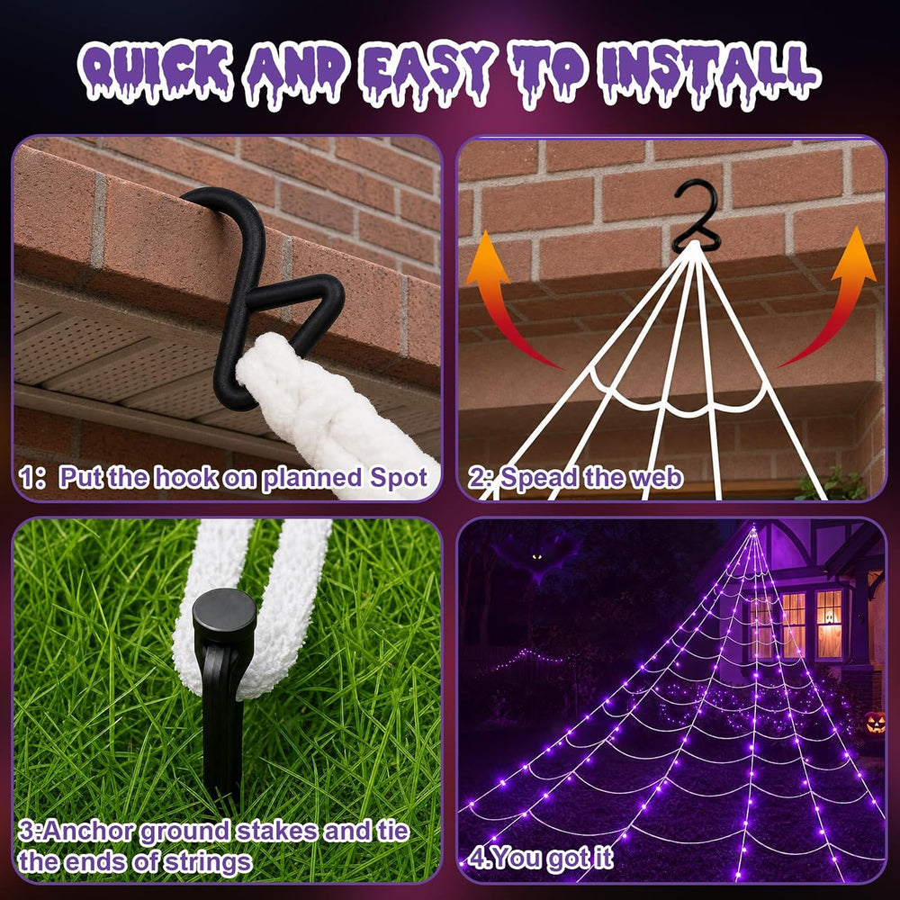 250 LED Halloween Lighted Giant Spider Web Decoration Outdoor