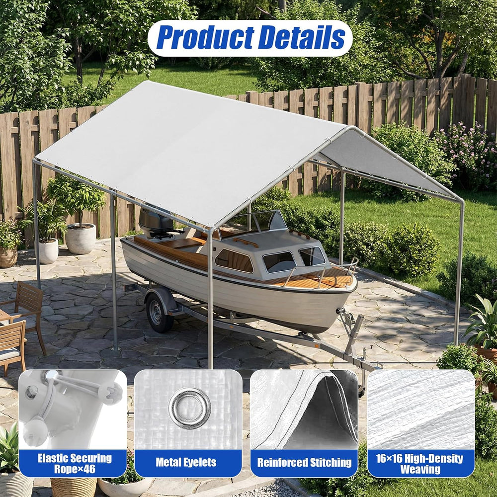 10x20FT Heavy Duty Carport Canopy Replacement Cover