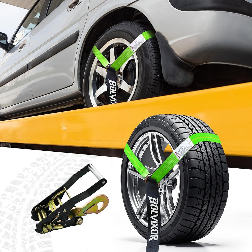 4 Pack Car Tie Down Straps for Trailers - 2" x 96" - 9900LBS Break ...