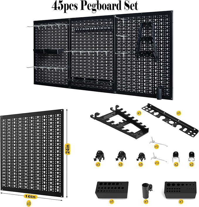 Ultrawall Peg Board Wall Organizer 4 ft. Metal Pegboard Garage Wall Pegboard