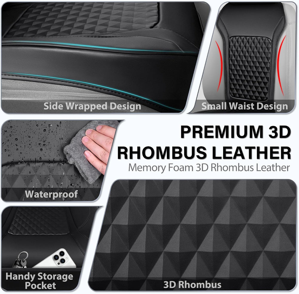 2Pack Front Car Seat Covers Leather Memory Foam Water Proof Seat Protector Un...