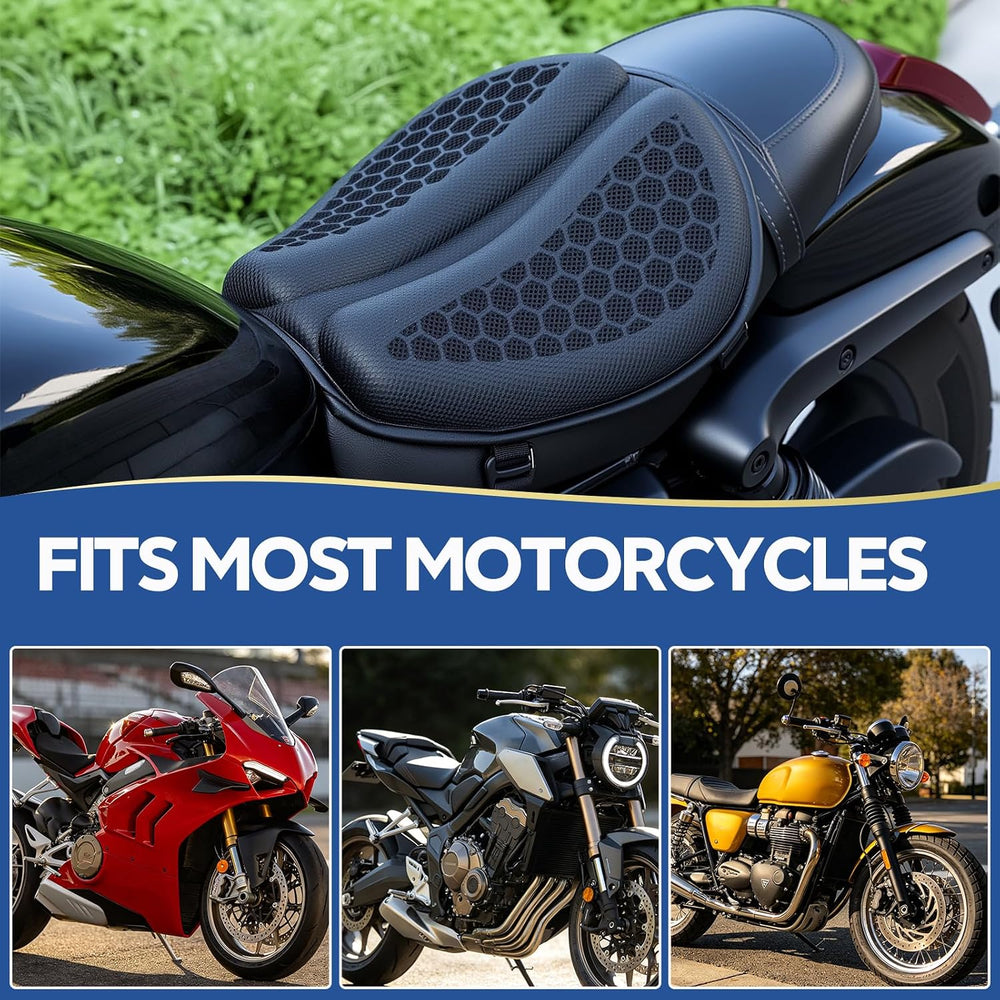 Motorcycle Gel Seat Cushion Large 3DHoneycomb Structure Shock Absorption Fold...