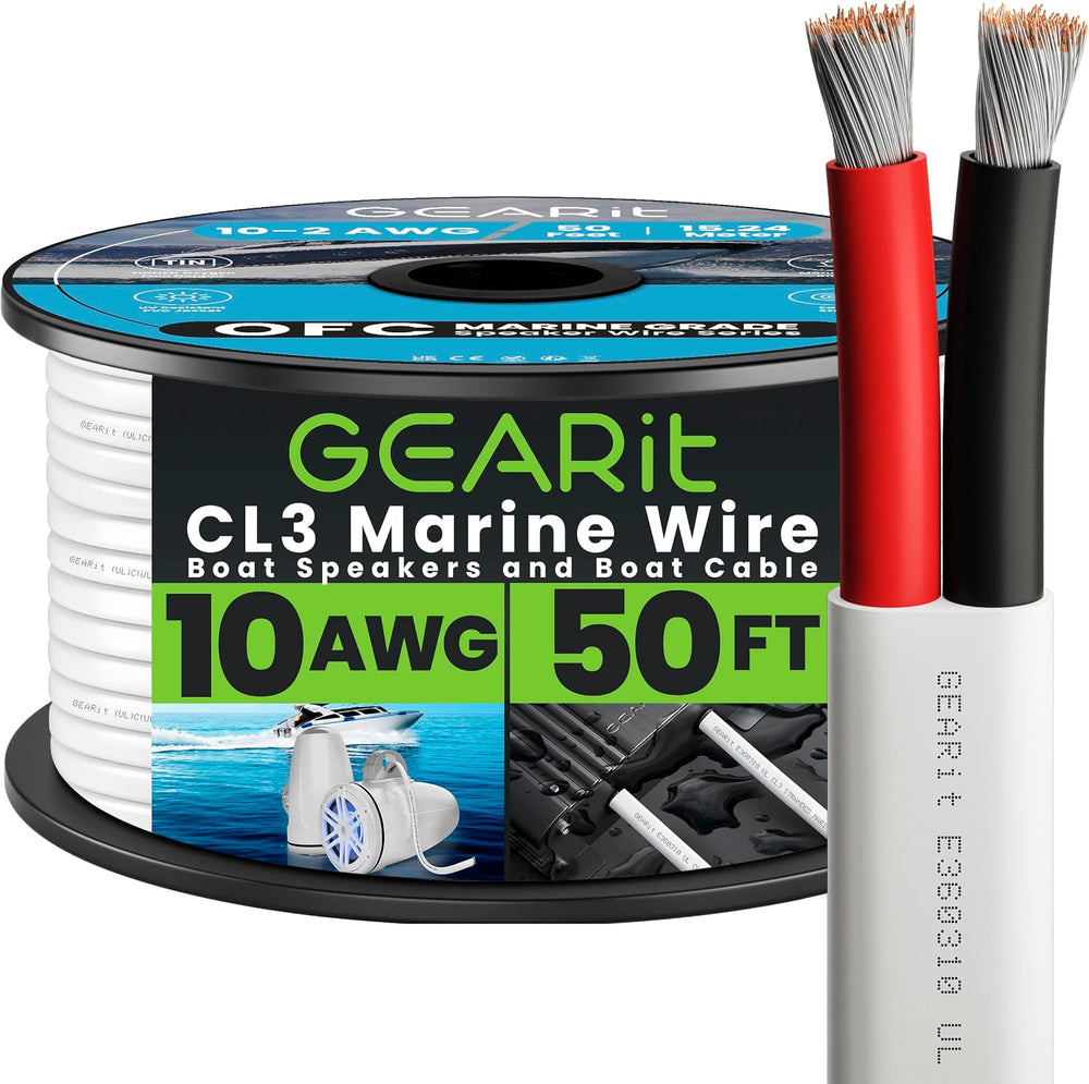 GEARit 10 Gauge Marine Wire, 10/2 AWG Marine Grade Tinned Copper Oxygen Free