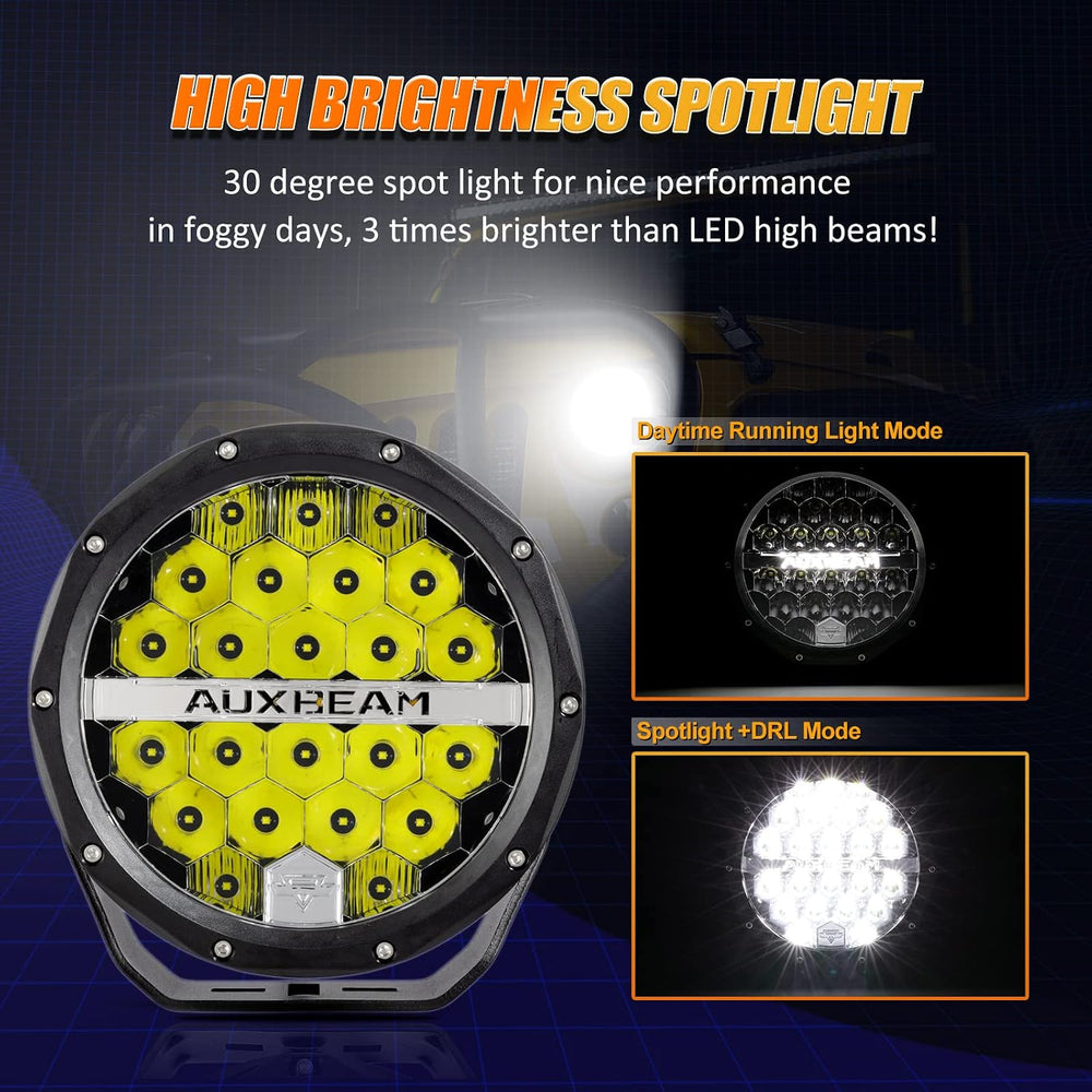 Auxbeam 7 Inch LED Round Driving Light 2PCS, 240W 24000 Lumens Waterproof Off...