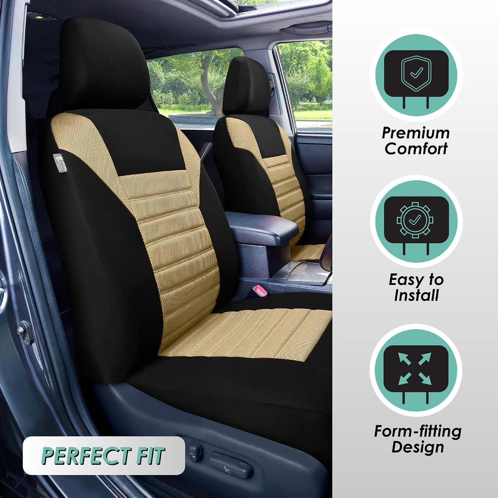 FH Group Car Seat Covers Front Set Premium 3D Air Mesh - Low Back Car Seats w...