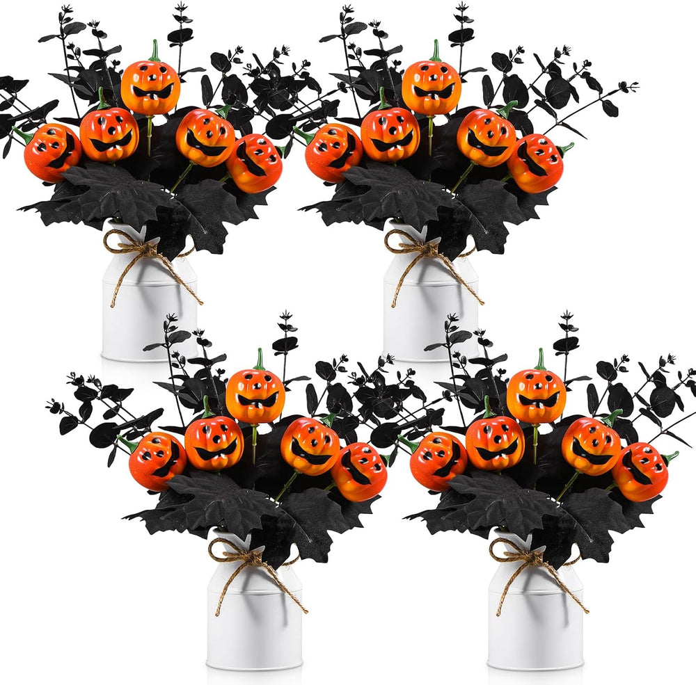 Thiccywoov 4 Sets Halloween Table Centerpiece Decorations Artificial Black Pu...