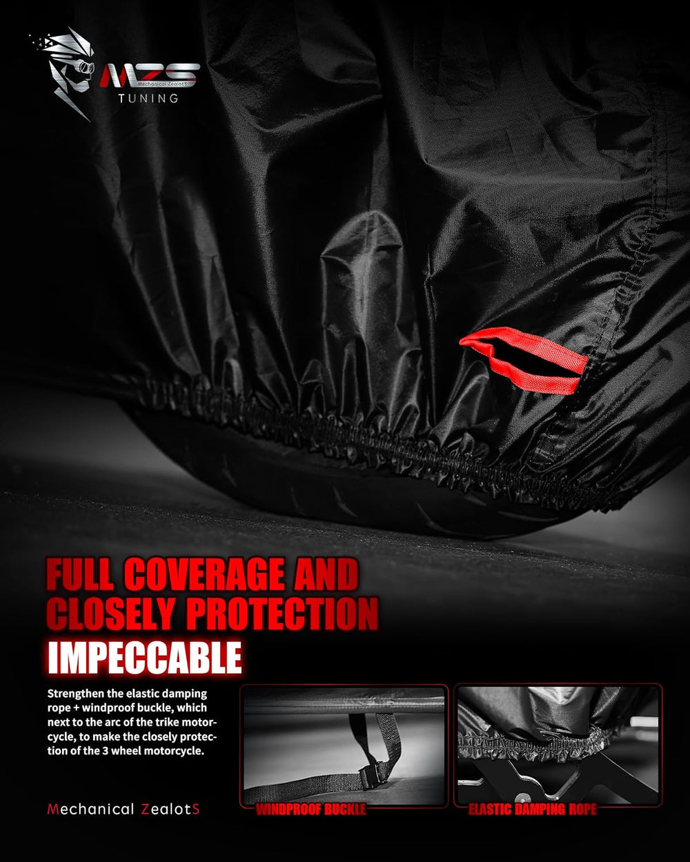 MZS Trike Motorcyle Cover Waterproof Compatible with Freewheeler Tri Glide Ul...