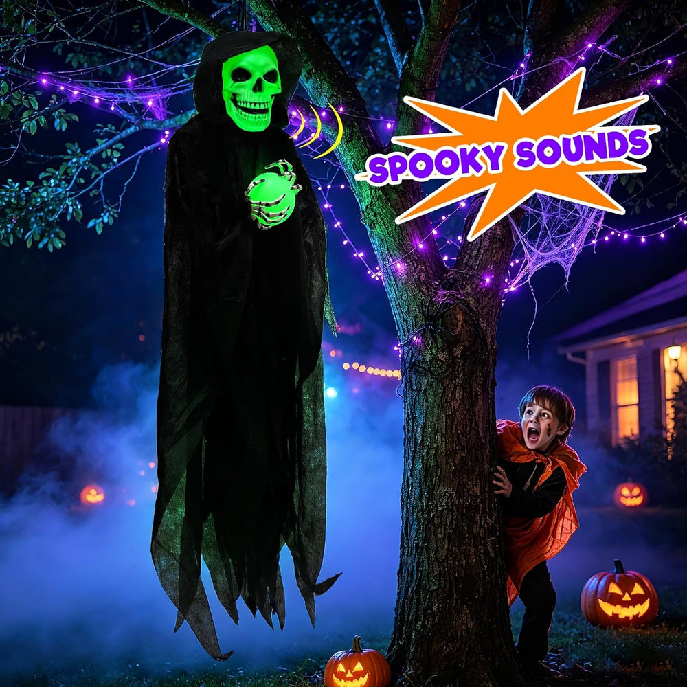 65" Halloween Animatronic Grim Reaper Decorations Outdoor
