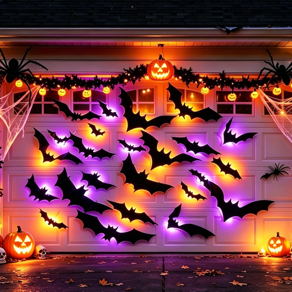 Dazzle Bright 100 PCS Halloween Bats Stickers with 60 Purple and Orange Light...