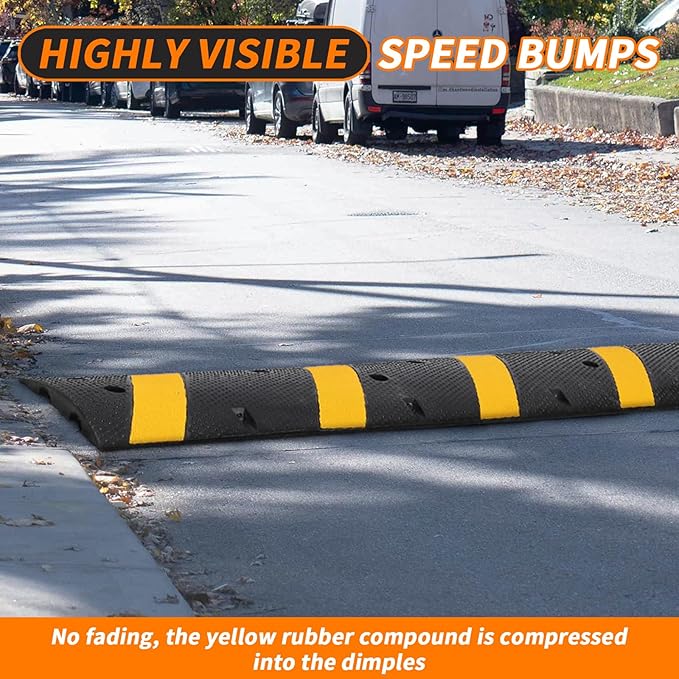 84'' Rubber Speed Bump, 1 Pack 2 Channel Modular Heavy Duty Speed Bum...