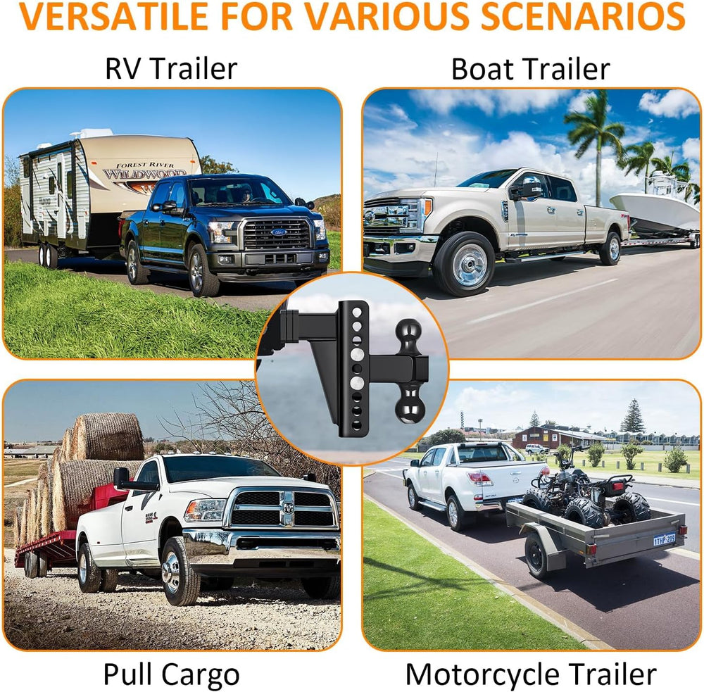 Adjustable Trailer Hitch Fits 2.5" Receiver, Drop Hitch & Tow Hitch ...